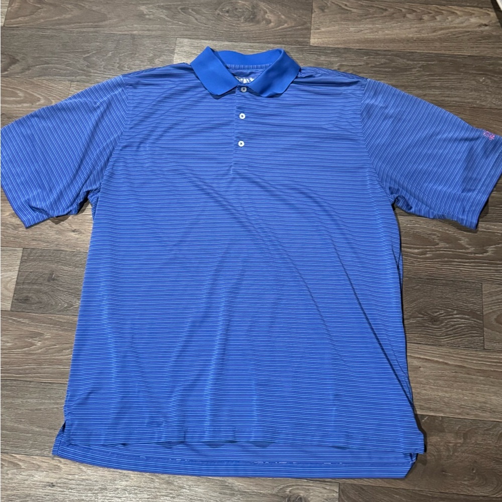 Blue Striped Golf Polo Shirt Size XL